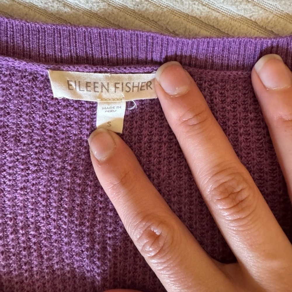 Eileen Fisher Purple Cotton Knit Sweater Relaxed Minimalist Small - Picture 8 of 8